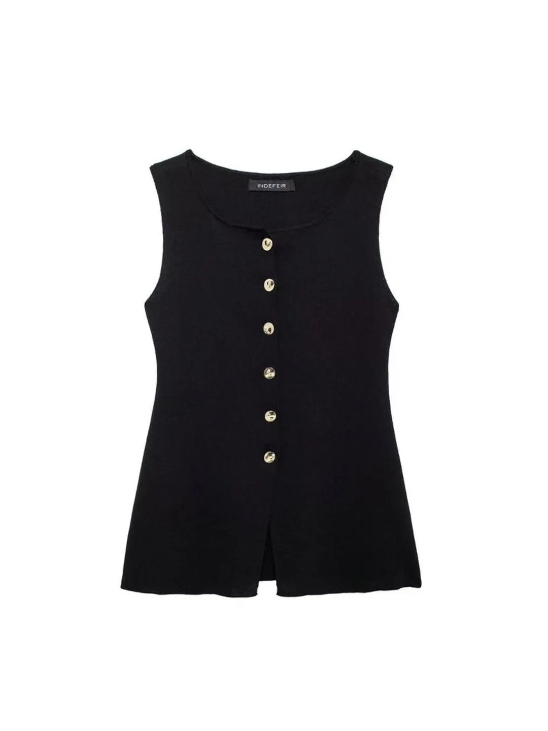 Sleeveless Button-up Vest Top