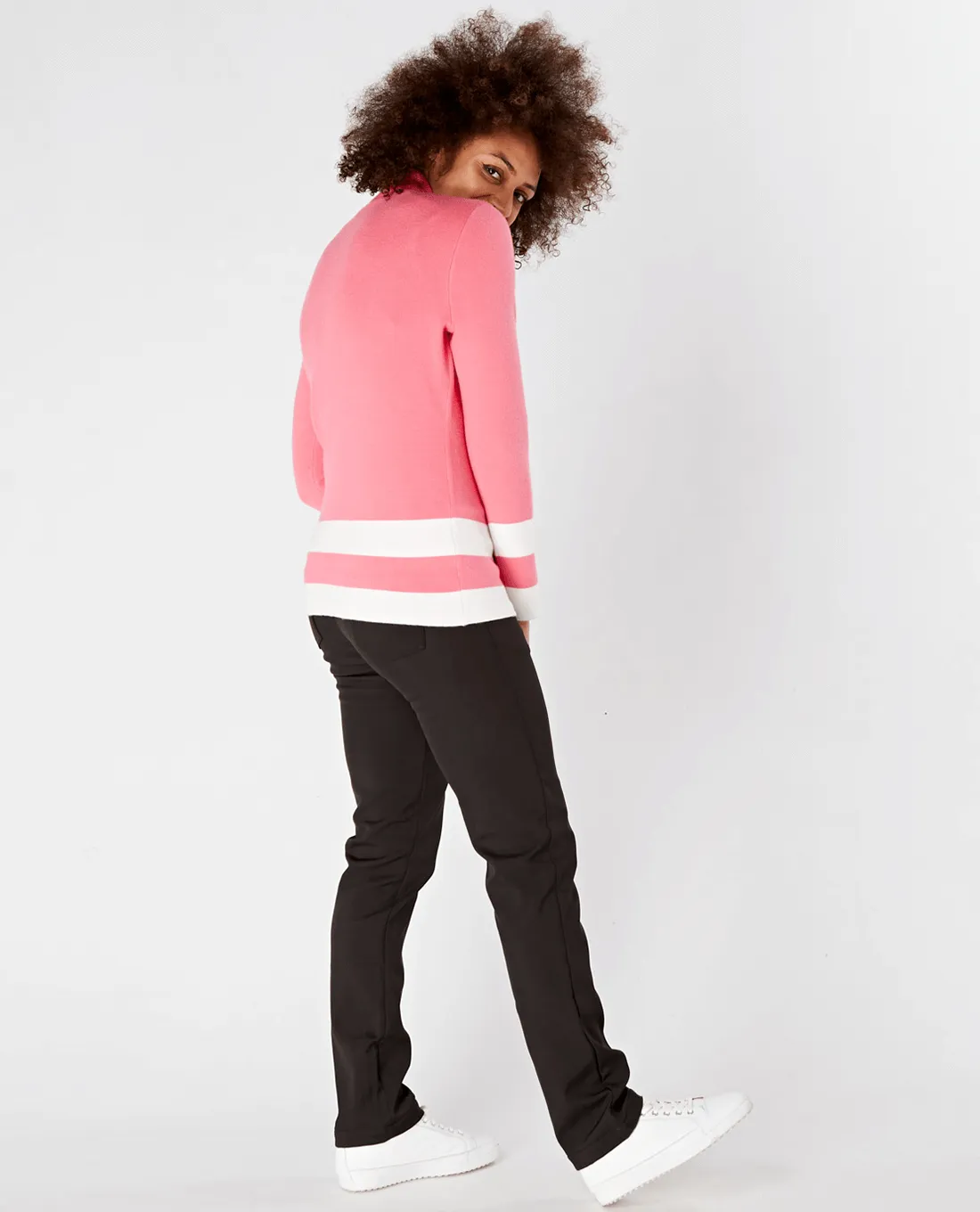 SWING OUT SISTER Cedar Sweater Hot Pink/White