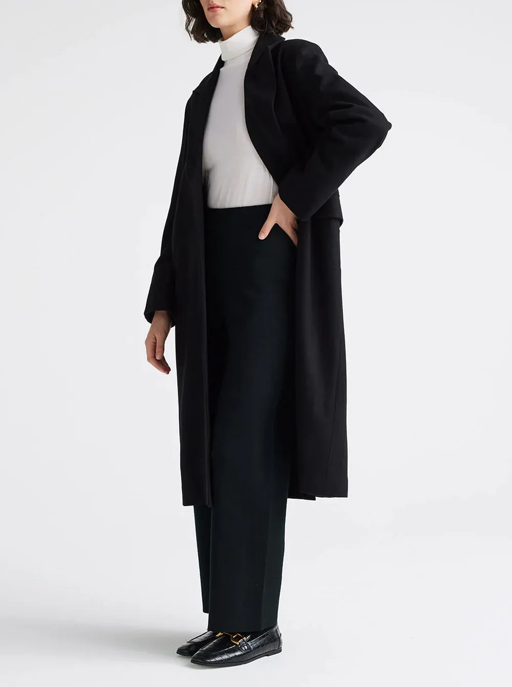 Tailored Wool Coat - Black