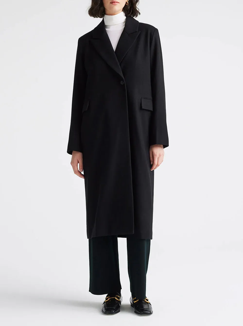 Tailored Wool Coat - Black