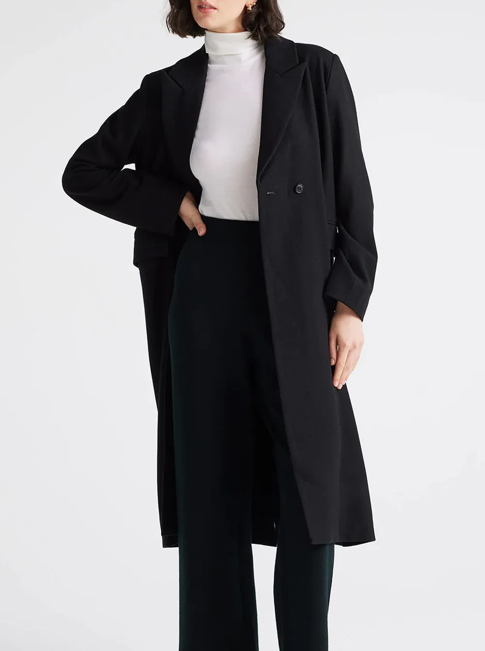 Tailored Wool Coat - Black