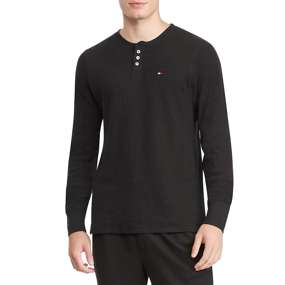 Tommy Hilfiger Men's Long Sleeve Shirt Warm Thermal Henley Neck Sleepwear Shirt