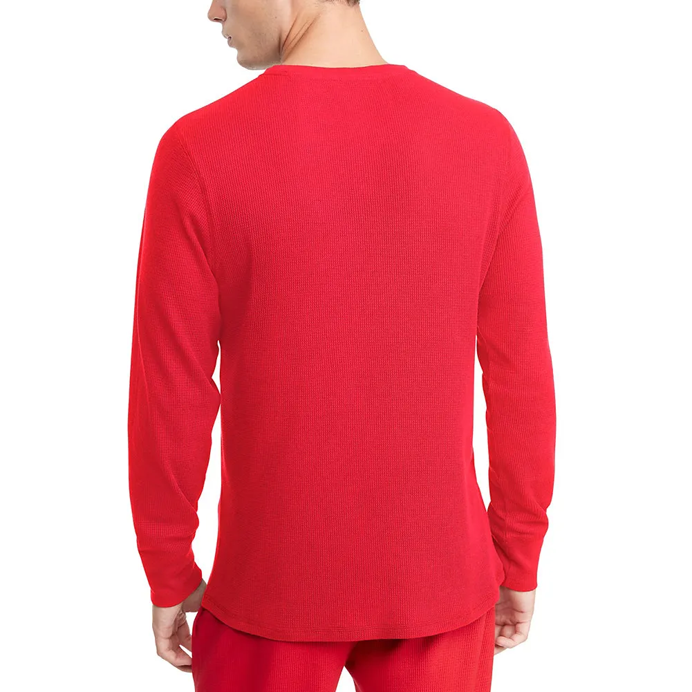 Tommy Hilfiger Men's Long Sleeve Shirt Warm Thermal Henley Neck Sleepwear Shirt