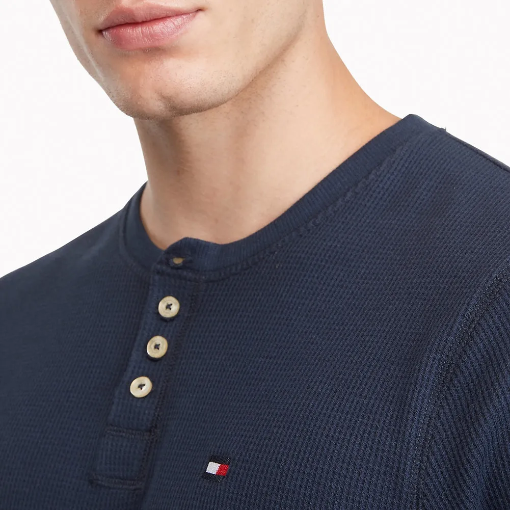Tommy Hilfiger Men's Long Sleeve Shirt Warm Thermal Henley Neck Sleepwear Shirt