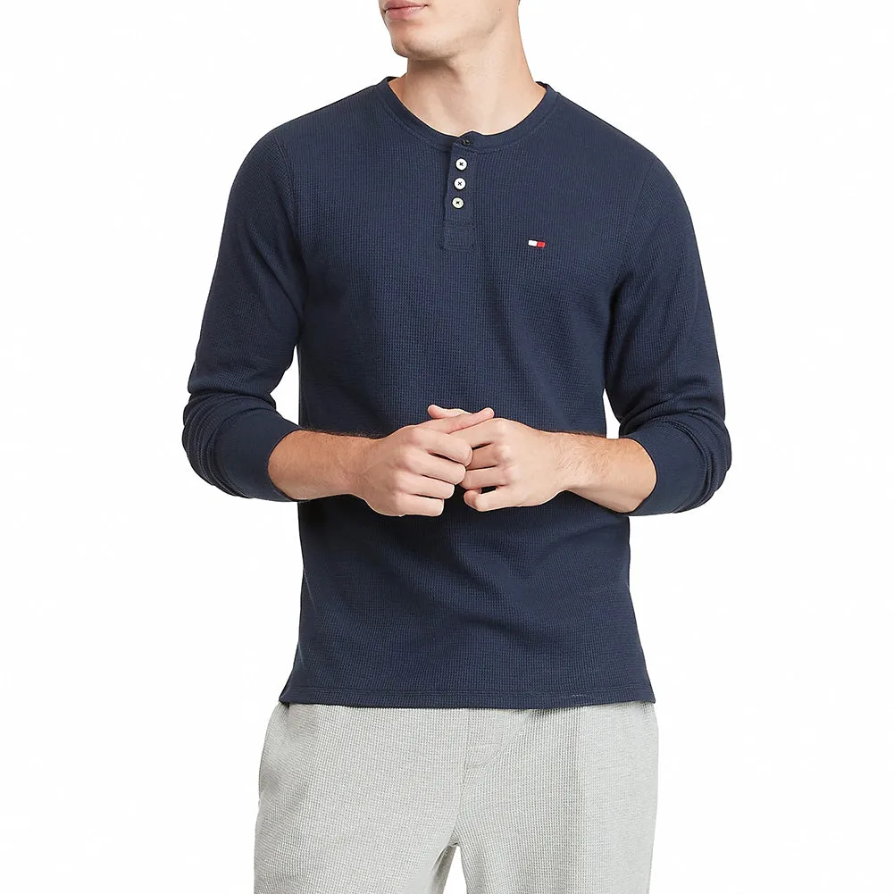 Tommy Hilfiger Men's Long Sleeve Shirt Warm Thermal Henley Neck Sleepwear Shirt
