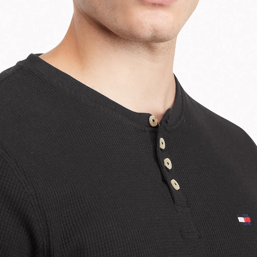 Tommy Hilfiger Men's Long Sleeve Shirt Warm Thermal Henley Neck Sleepwear Shirt