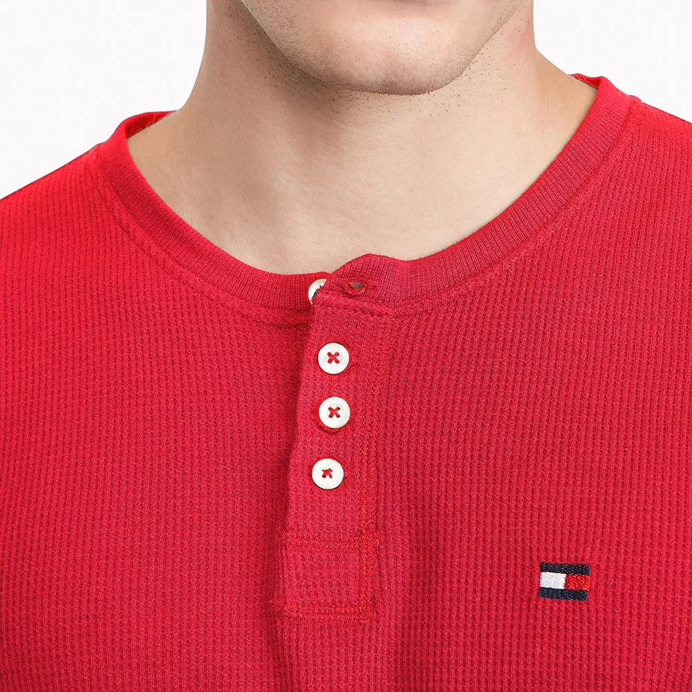 Tommy Hilfiger Men's Long Sleeve Shirt Warm Thermal Henley Neck Sleepwear Shirt