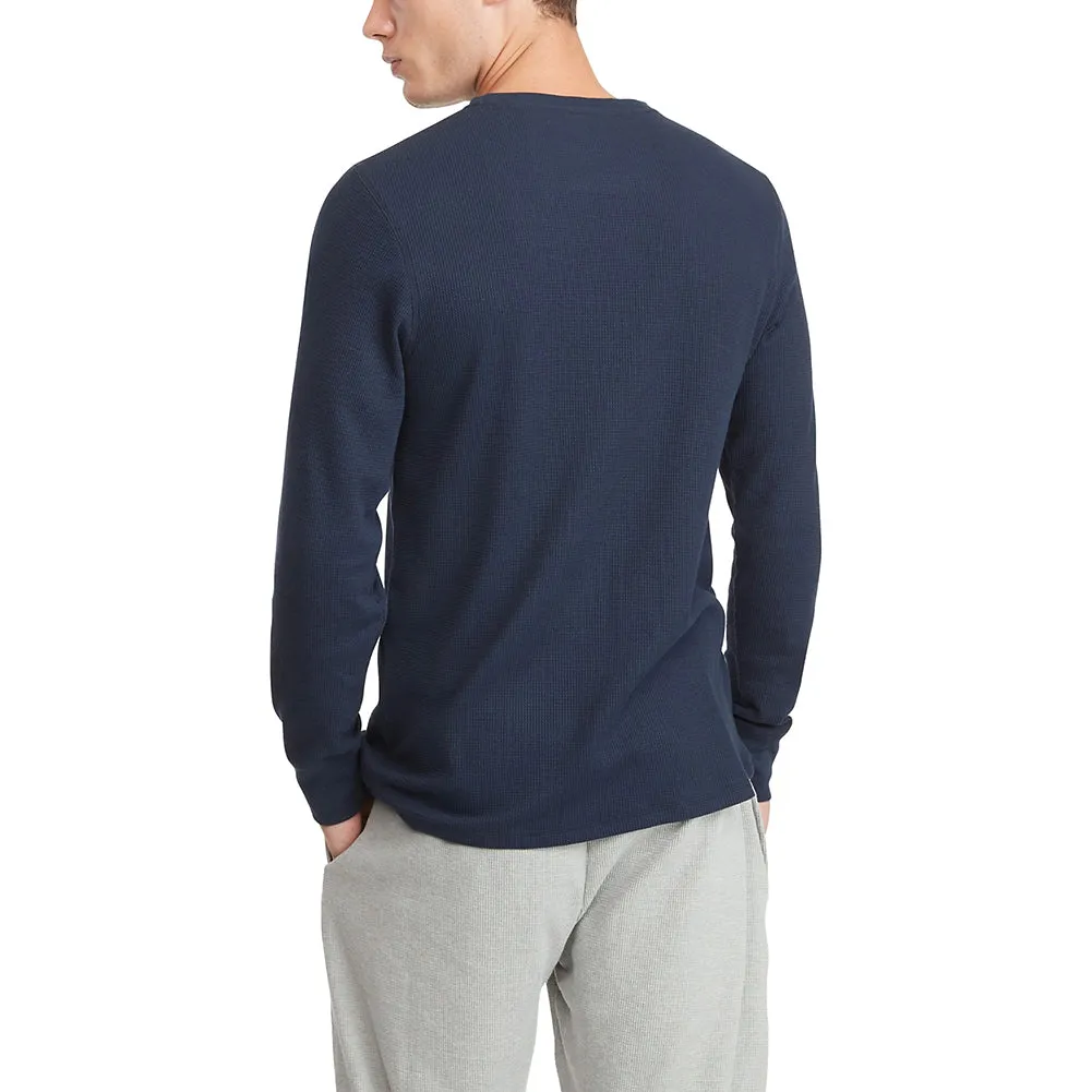 Tommy Hilfiger Men's Long Sleeve Shirt Warm Thermal Henley Neck Sleepwear Shirt