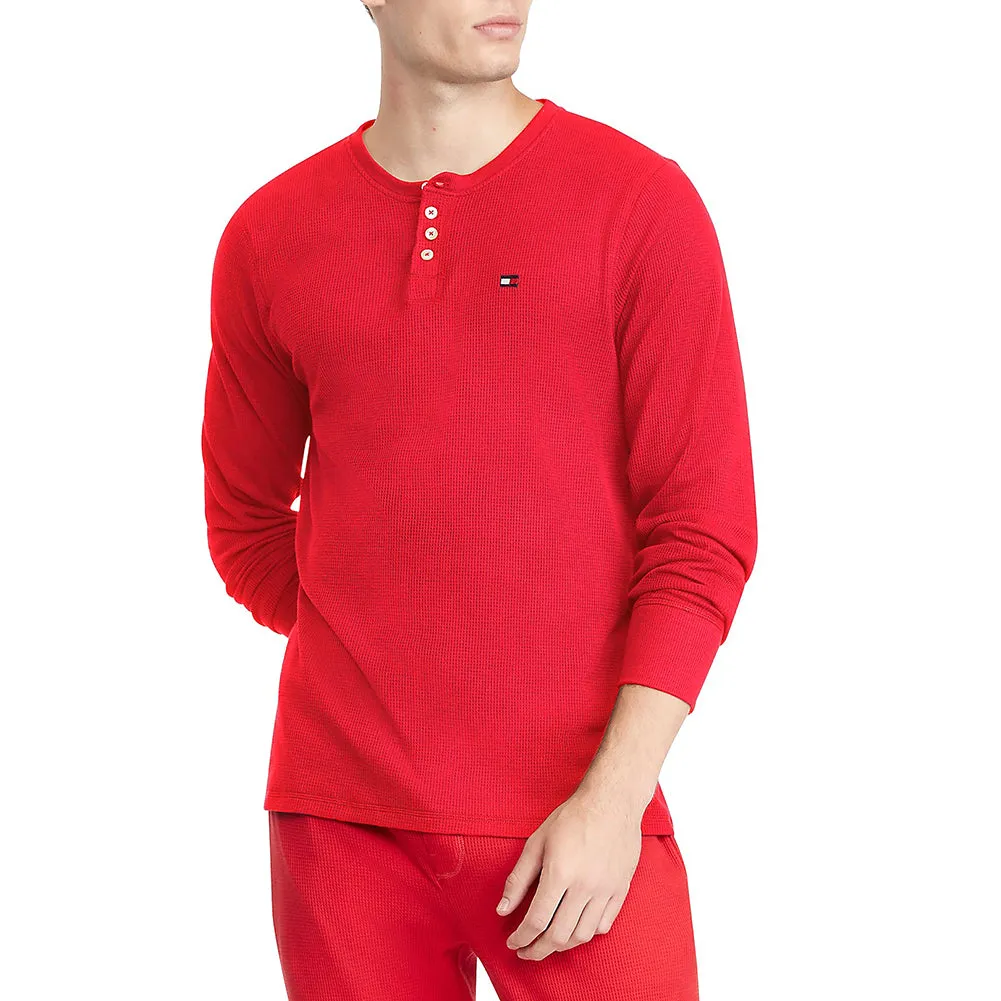 Tommy Hilfiger Men's Long Sleeve Shirt Warm Thermal Henley Neck Sleepwear Shirt