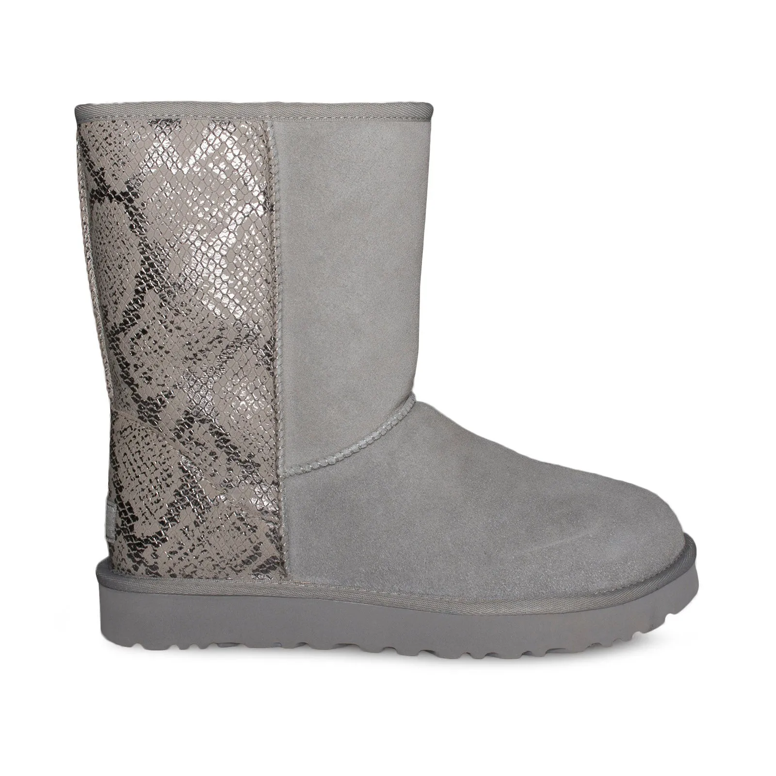 UGG Classic Short Metallic Snake Silver Boots - Women's