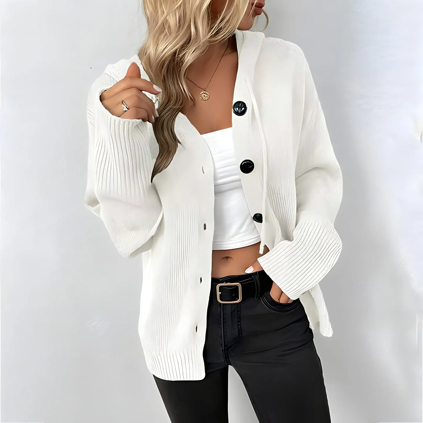 Vera Moda Knitted Sweater | Elegant gebreid vest met capuchon voor dames