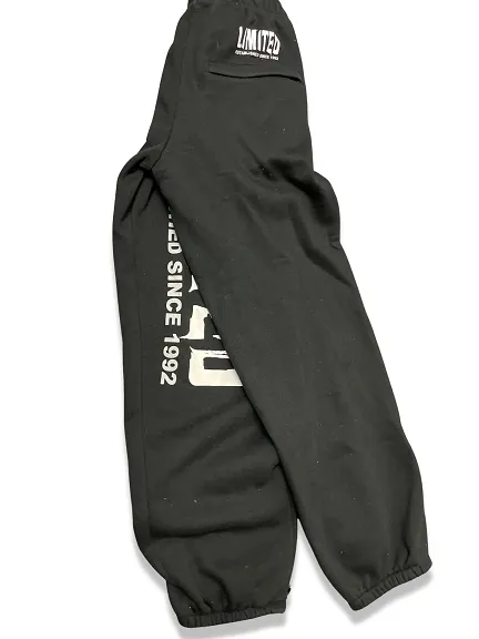 Vintage printed cotton black joggers
