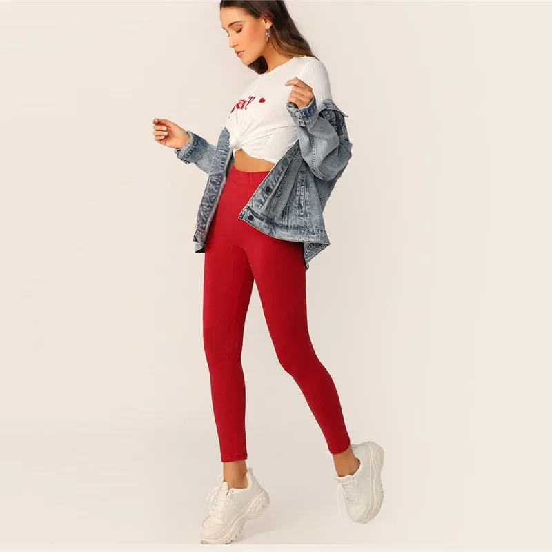Women's Autumn Elastic-Waist Leggings