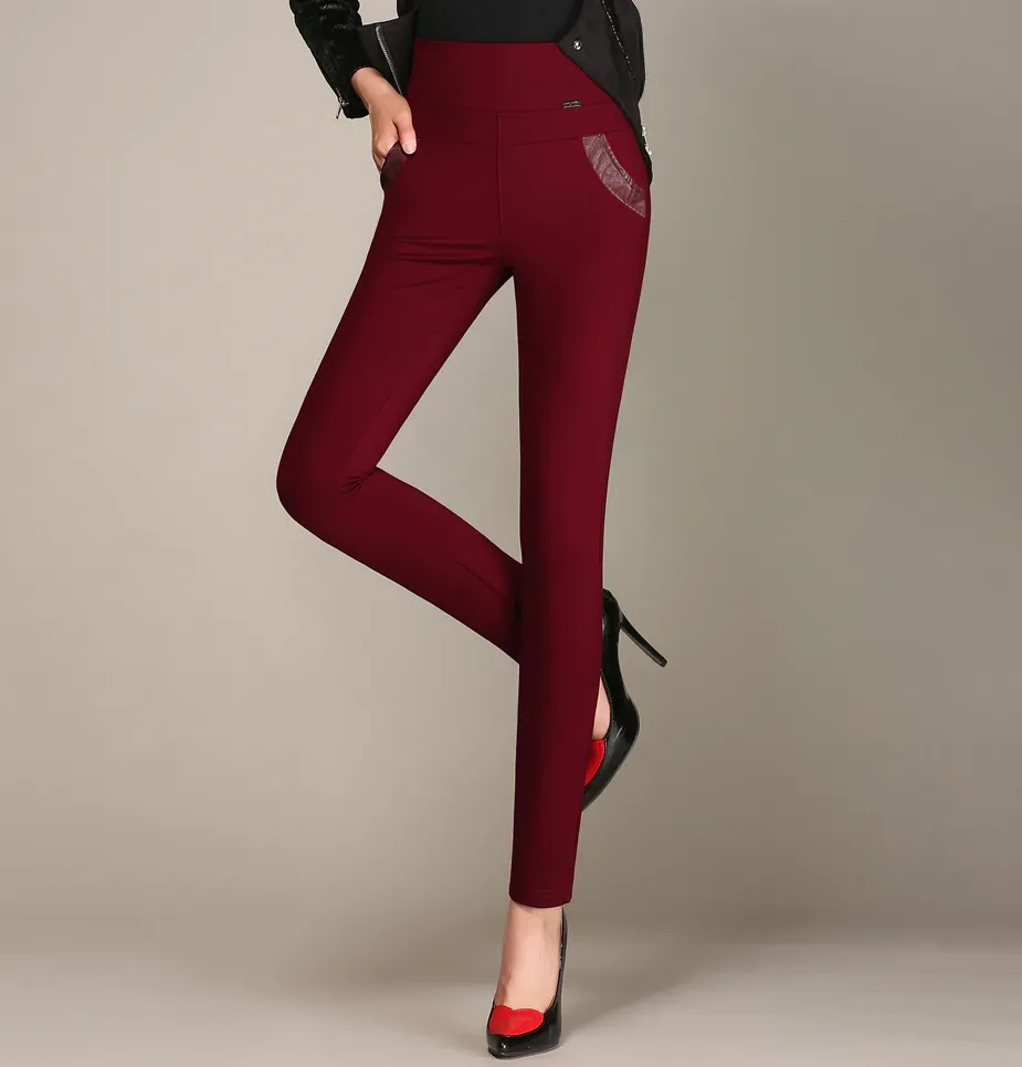 Women's Autumn/Winter Velvet High-Waist Skinny Warm Leggings