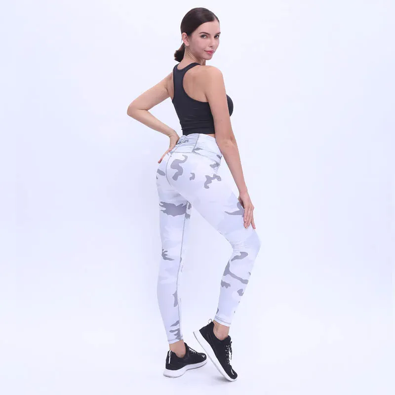 Women's Casual Mid-Waist Slim Fitness Leggings With Print