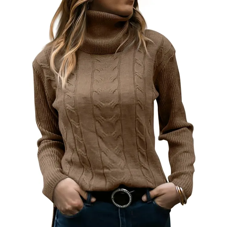 Women's Elegant Cotton Turtleneck Pullover Sweater | Ideal for Autumn/Winter