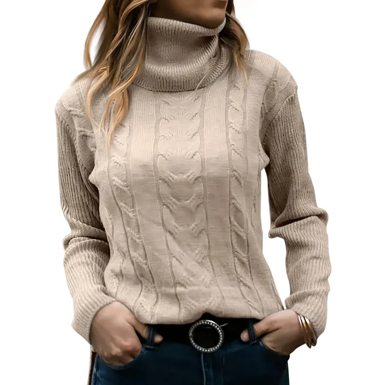 Women's Elegant Cotton Turtleneck Pullover Sweater | Ideal for Autumn/Winter