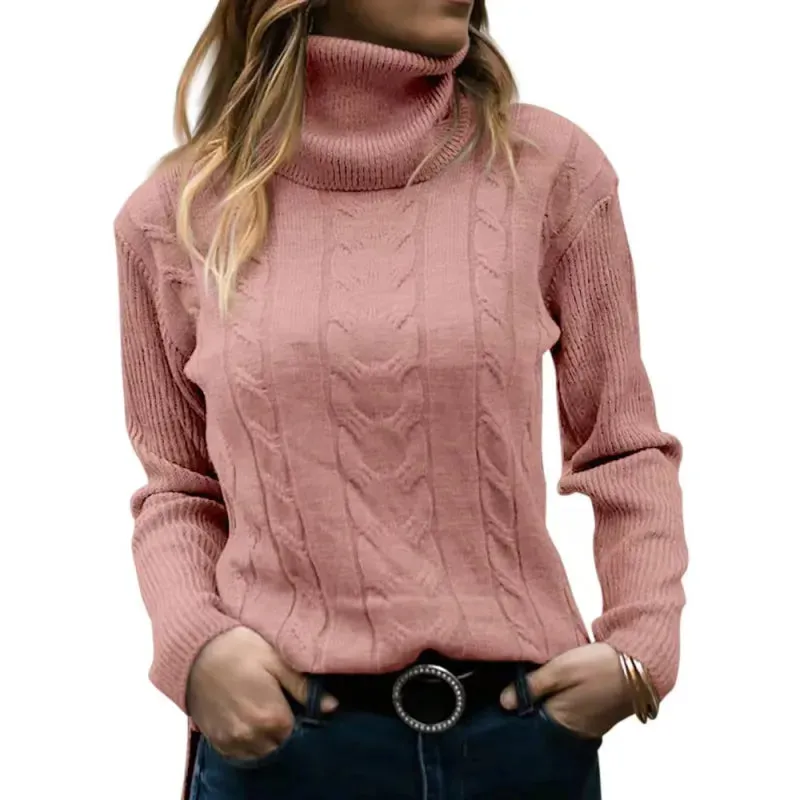 Women's Elegant Cotton Turtleneck Pullover Sweater | Ideal for Autumn/Winter