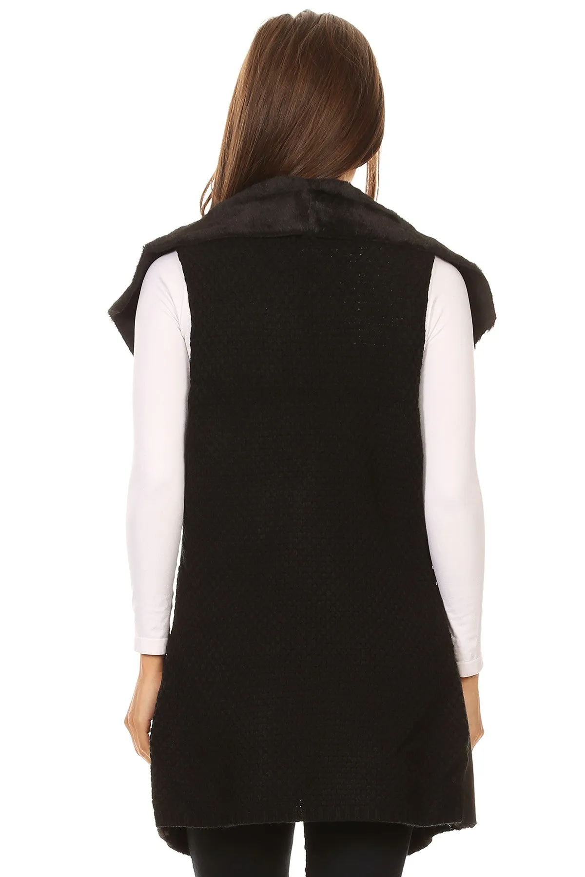 Women's Faux Fur/Suede Open Front Cardigan Vest