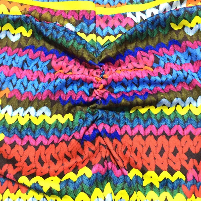 Women's Spring 3D Printing High Waist Fitness Leggings With Knit Pattern