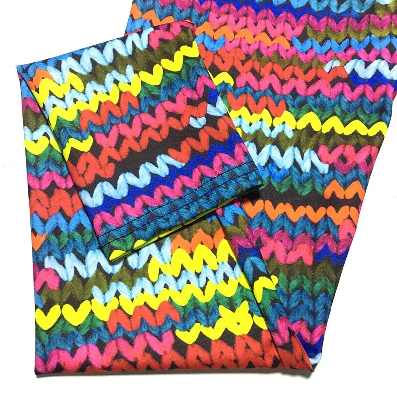 Women's Spring 3D Printing High Waist Fitness Leggings With Knit Pattern